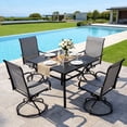 thumbnail image 1 of TLSUNNY Patio Dining Set of 5, 4 Pcs Outdoor Swivel Dining Chairs & Square Metal Dining Table W/ Adjustable Umbrella Hole, All Weather for Deck, Lawn, Garden, 1 of 12