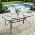 thumbnail image 1 of TLSUNNY Outdoor Patio Dining Table, w/ Umbrella Hole, Rectangular Tempered Glass Table for 6, Outdoor Metal Furniture, for Patio, Graden, Backyard, 1 of 11