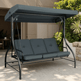 thumbnail image 1 of TLSUNNY Patio Swing with 45° Tilt Canopy & Removable Seat Cushion, Converting Heavy Duty 3-Person Glider Bed for Outdoor Lounging by Pool, in Yard, 1 of 13
