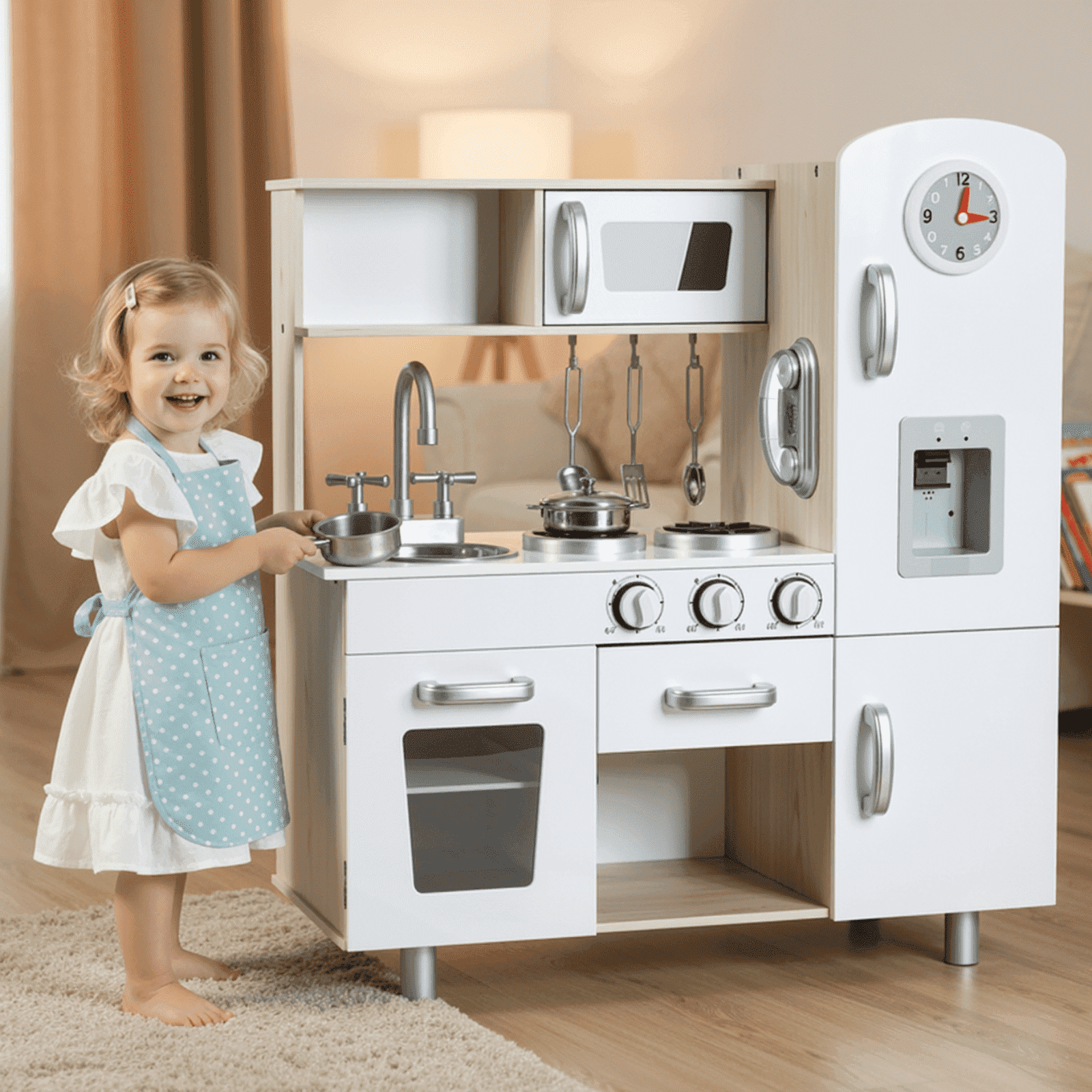 TLSUNNY Kids Play Kitchen Set, Toddler Wooden Kitchen Playset,Toy ...