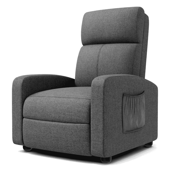 TLSUNNY Recliner Chair with Side Pocket, Adjustable Backrest & Footrest Linen Fabric Sofa, for Living Room,Home Theater