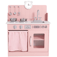 thumbnail image 1 of TLSUNNY Toddler Play Kitchen, 30 INCHES Height, with Sink, Clicking Knobs & 5Pcs Cookware, Ideal Gift for Little Girls, 1 of 10