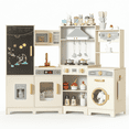 thumbnail image 1 of TLSUNNY Toddler Wooden Play Kitchen w/ Lights & Sounds, Blackboard, Washer, Ice Maker & Utensils, for Kids Ages 3+, 1 of 10