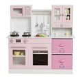 thumbnail image 1 of TLSUNNY Wooden Play Kitchen for Kids with Realistic Lights & Sounds, Interactive Pretend Playset with Sink & Accessories for Boys & Girls 3+ , Pink, 1 of 10