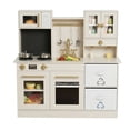 thumbnail image 1 of TLSUNNY Wooden Play Kitchen for Toddlers, Pretend Kitchen Playset with Real Lights, Sounds, Sink, Microwave & Storage for Ages 3+ , Beige, 1 of 9