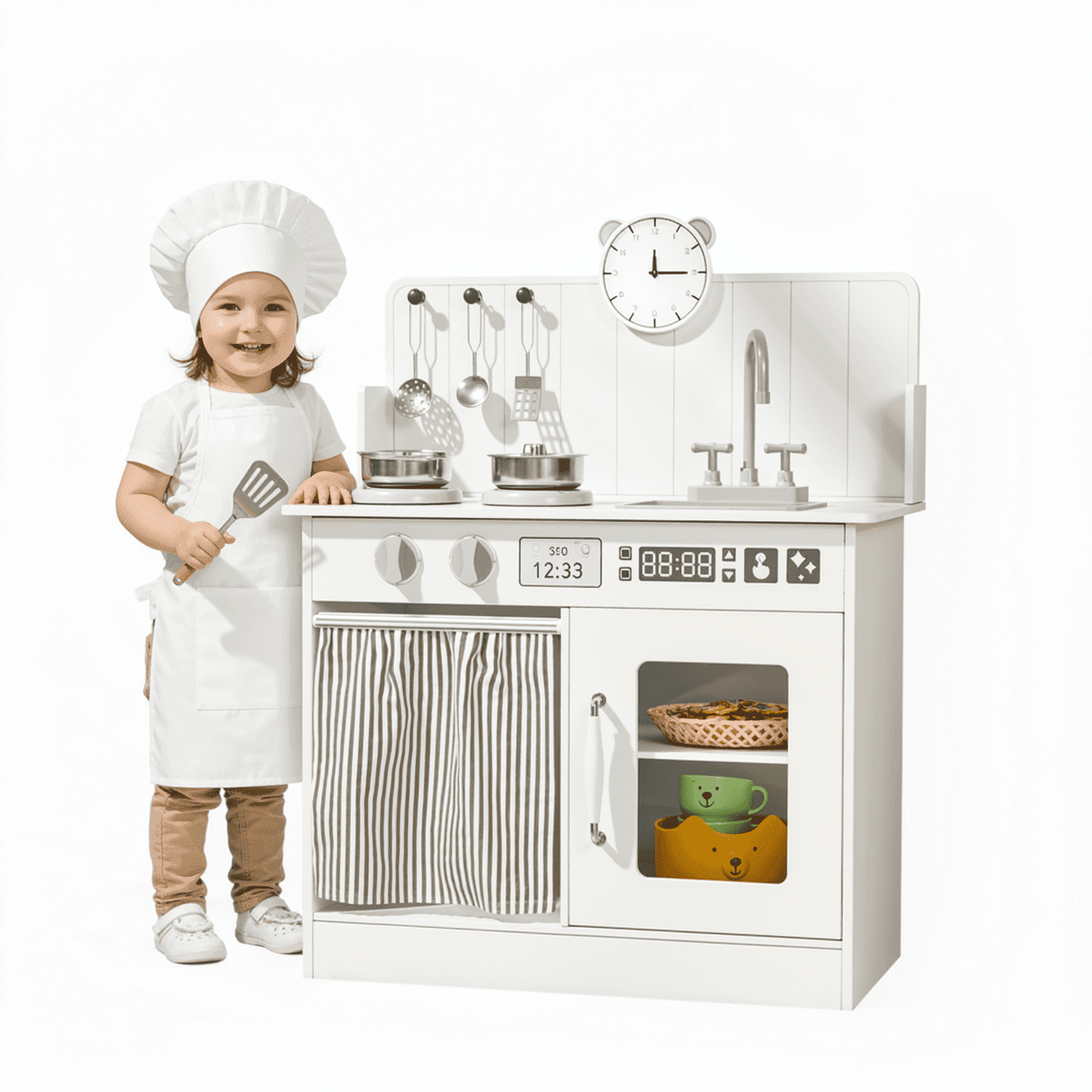 Best Choice Products Wooden Farmhouse Kitchen Set – Storage & Clicking Knobs