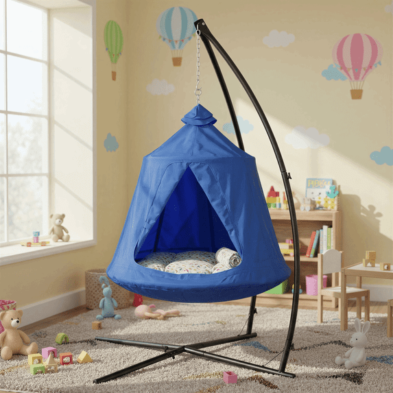 TLSUNNY X-Shaped Hammock Stand Set with Swing Chair & Canopy, Portable for Garden/Balcony/Bedroom