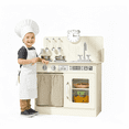 thumbnail image 1 of TLSUNNY Kids Wooden Play Kitchen, w/ Sink, Oven, Knobs and Curtained Cabinet,Pretend Cooking Experiences, for Toddlers, 1 of 9