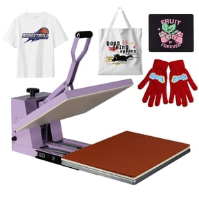 TLSols 16"x24" Manual Heat Press Machine with Slide-Out Base, Purple