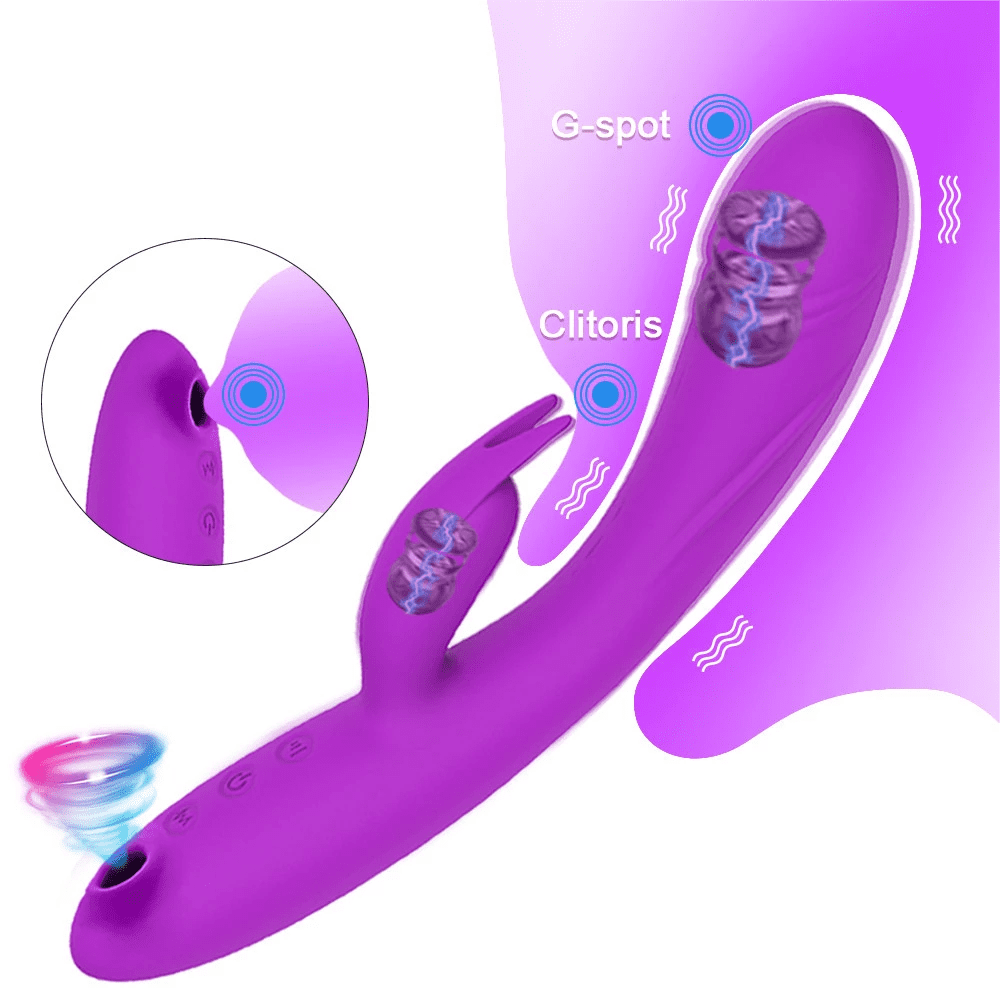 TLUDA 3 in 1 Rechargeable Rabbit Vibrator G Spot Stimulator Sucking Vibrator Sex toy for Women, Purple