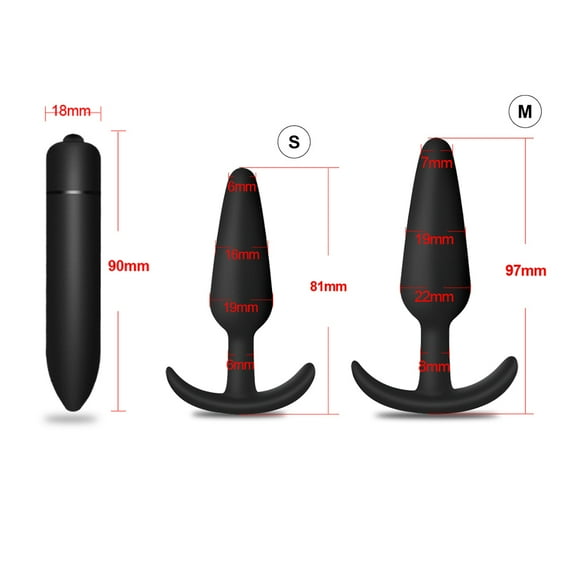 TLUDA 3PCS Anal Butt Plug Anal Toys Set Adult Sex Toys with Bullet Vibrator for Couple and Beginners,S-M-Black