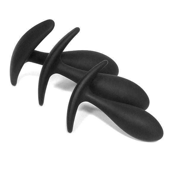 TLUDA 3PCS Butt Plug for Women & Men, Anal Plug Set Training Kit, Butt Plug Trainer Set, Prostate Massager Anal Sex Toys,S-M-L-Black