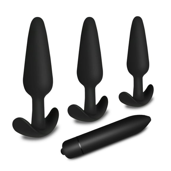 TLUDA 4PCS Anal Butt Plug Anal Toys Set Adult Sex Toys with Bullet Vibrator for Couple and Beginners,S-M-L-Black
