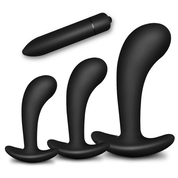 TLUDA 4PCS Anal Toys Anal Plug Set for Beginners, Butt Plugs for Women and Men ,S-M-L-Black