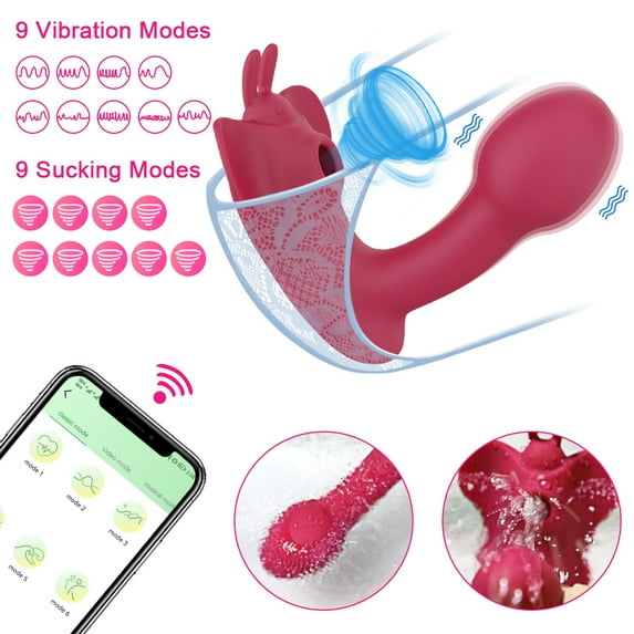 TLUDA APP Remote Control Women Wearable Vibrator G Spot Dildo Vibrator Stimulator Adult Sex Toy for Women, Red