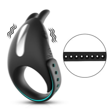 TLUDA Adjustable Penis Ring for Men,Vibrating Couple Ring Massager Rechargeable Black