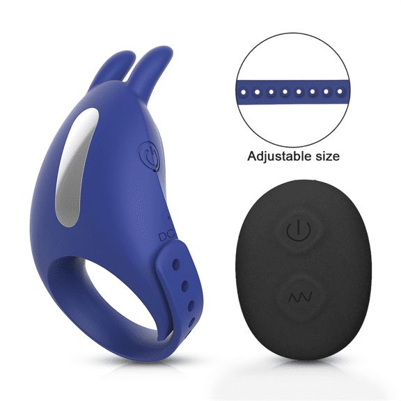 TLUDA Adjustable Remote Control Penis Ring for Men,Vibrating Couple Ring Massager Rechargeable,Blue