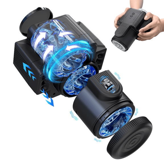 TLUDA Male Sex Toys Automatic Male Masturbator Cup with 7 Thrusting & Rotating for Penis Stimulation,Combined Camera Men Stroker Adult Sex Toys,Black