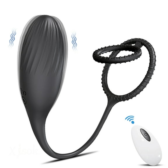 TLUDA Male Vibrating Prostate Massager with Dual Penis Ring, Remote Control Anal Vibrators Butt Plug Male Sex Toys