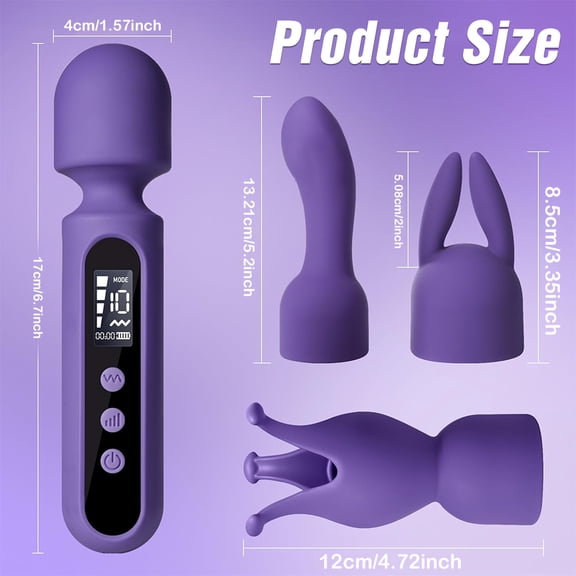 TLUDA Wand Vibrator Kits, 10 Vibration Mode 4 Speeds Couple Adult Sex Toys with 3 Attachments