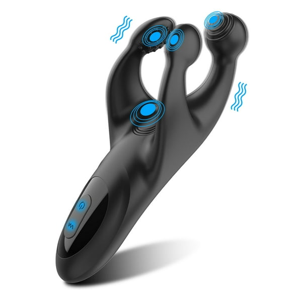 TLUDA Rechargeable Vibrating Ring Massager Penis Vibrator Trainer for Men Black