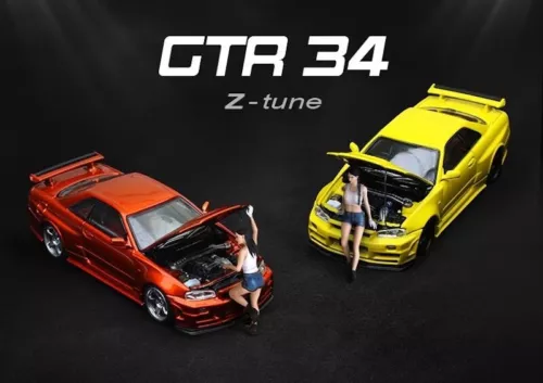 Voiture Miniature 1:64 Nissan Skyline GTR R34 Rose - Modèle Die-cast Métal Time Micro - Neuf