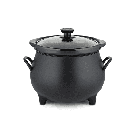Toastmaster 4QT Black Cauldron Slow Cooker with Removable Crock and Glass Lid