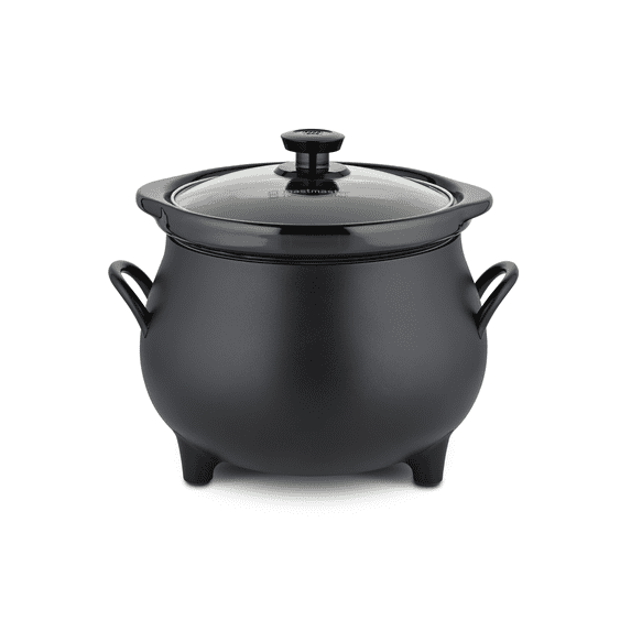 Toastmaster 4QT Black Cauldron Slow Cooker with Removable Crock and Glass Lid
