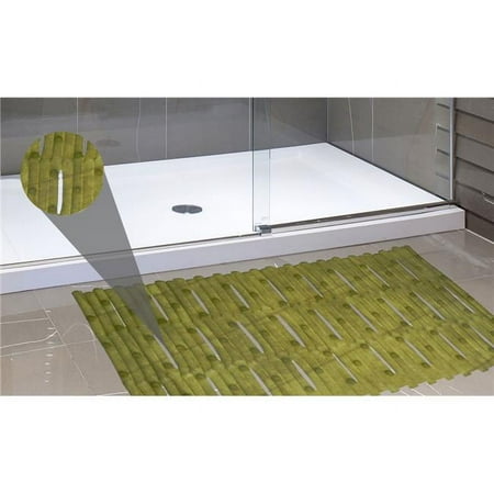TM-BAM-86 Bamboo Look Vinyl Bath Tub Mat Size 16 x 32 in Green