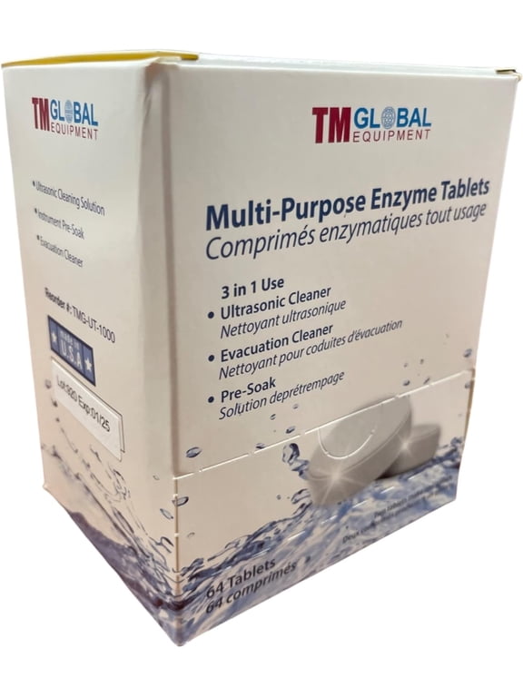 Multi Purpose Enzymatic/enzyme Tablets, 64 tabs/bx Ultrasonic Cleaner, Evacuation Cleaner, Tools Pre-Soak - Approved with FDA and Health Canada