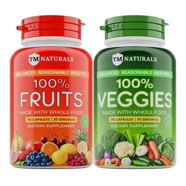 TM NATURALS Superfood Fruits & Veggies Supplement – Immune & Energy Support – 1 Set (90+90 Caps)