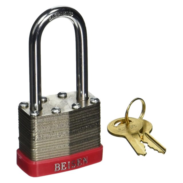 (TM) Padlock Box of 12!!! Long Shackle (1 7/8") Laminated Steel Keyed
