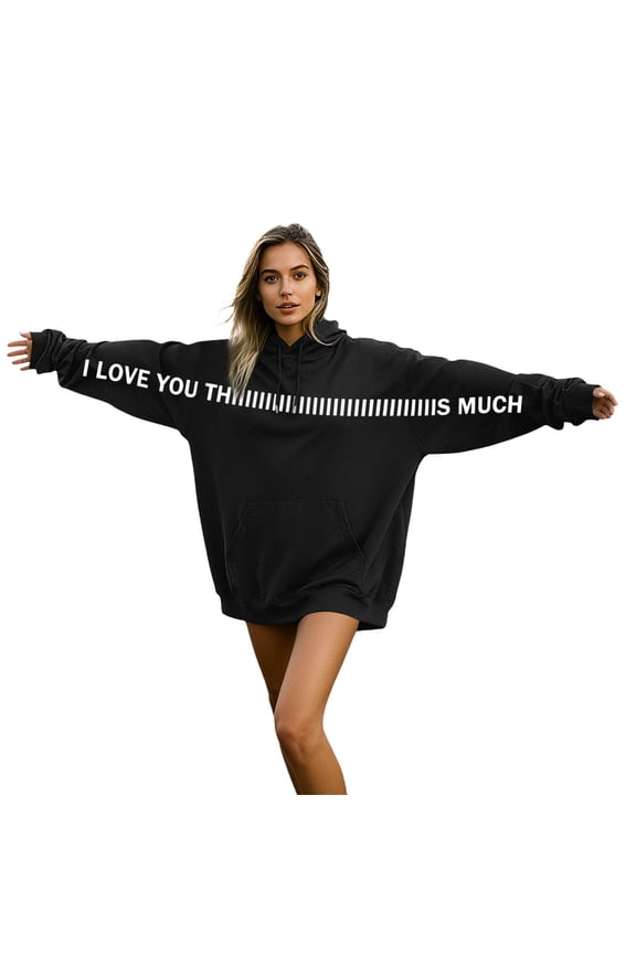 TM Unisex Secret Message Hoodie I Love You This Much Sweatshirt Valentine's Day Hoodies for Women Men