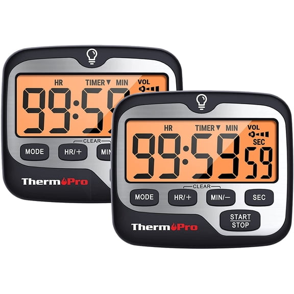 TM01(2 Pack) s for Cooking with Count Up Countdown Timer, Digital Timer for Kids with Touch Backlit, Study Timers for Classroom Teacher Supplies (Previously ThermoPro)