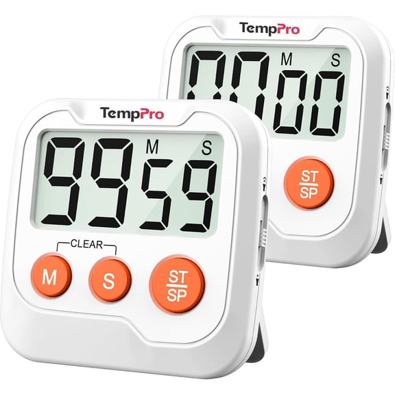 TM03 Digital Timer for Kids & Teachers, s for Cooking with 2 Alarm Volume, Countdown Timer Stopwatch for Classroom Supplies, Exercise, Baking, Work, 2-Pack (Previously ThermoPro)