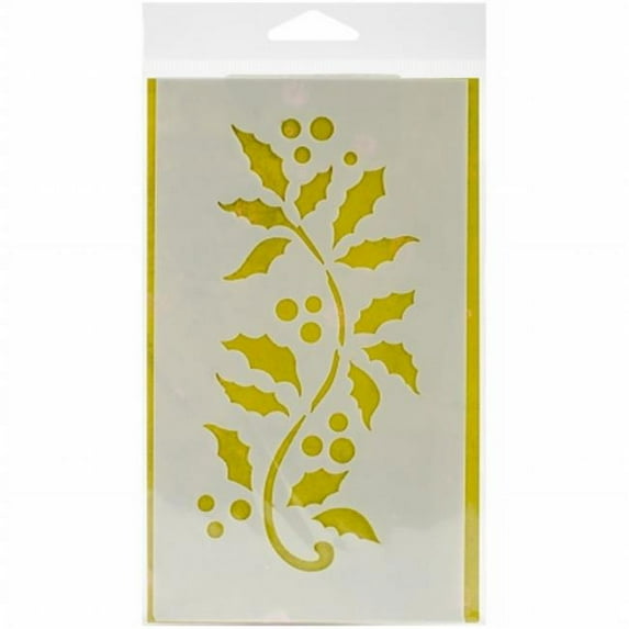 TM130 Magenta 4 x 7 in. Stencil, Holly Border
