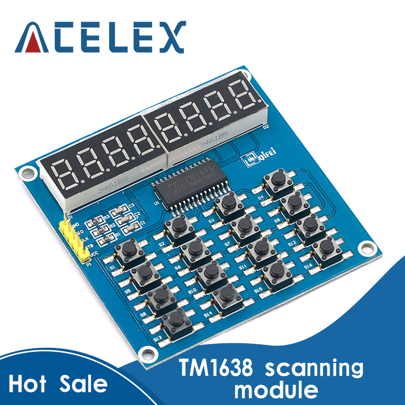TM1638 LED Display 8Bit Digital Tube Module 3Wire 16 Keys 8 Bits
