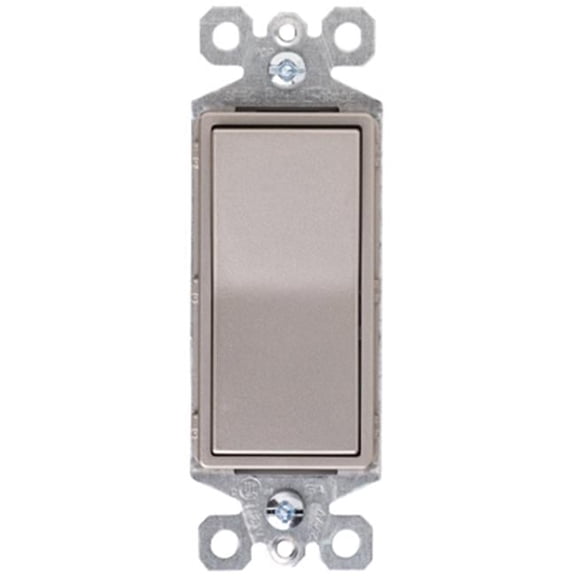 TM873NICC10 15A Grounded 3 Way Premium Decorator Switch, Nickel Finish