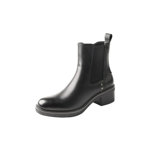 TMA EYES Women's Chunky Heel Chelsea Boots with Round Toe - British Style Short Boots