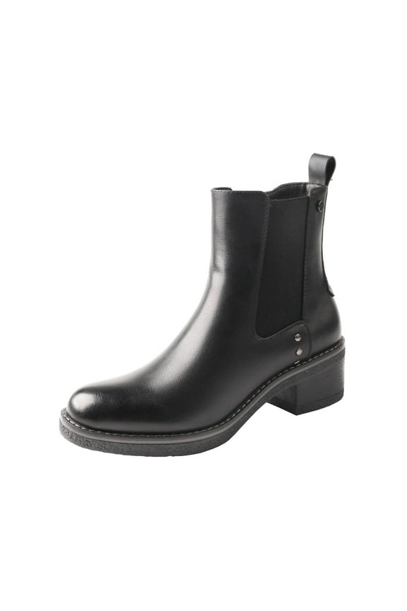 Women's Chunky Heel Chelsea Boots with Round Toe - British Style Short Boots