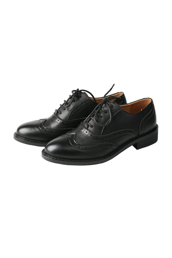 Baroque Retro carved British Style Lace-up Oxford Women's Casual Leather Shoes
