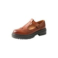 thumbnail image 1 of TMA EYES Chunky Platform T-Strap Hollowed-Out Loafer Vintage Round Toe Women's Single Shoes, 1 of 7