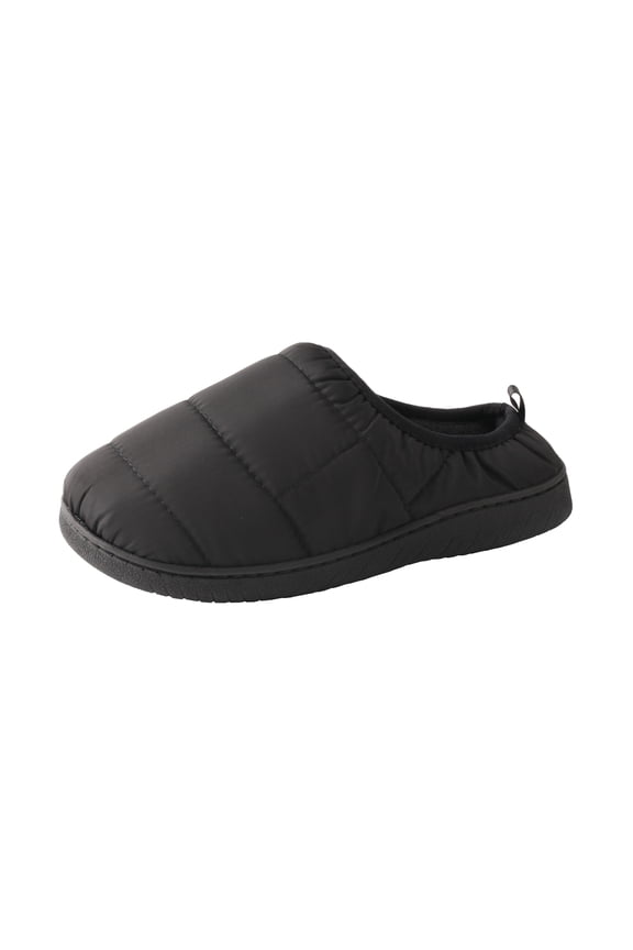 Couples' Indoor Slippers with Warm Lining and Waterproof Fabric, Round-Toe Design, and Outdoor-Ready Sole