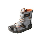 TMA EYES Double-Strape Washed PU Leather Women's Boot With Faux Fur Lining