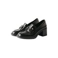 thumbnail image 1 of TMA EYES Fashion all-in-one thick heel retro round head English style high-heeled loafers, 1 of 9