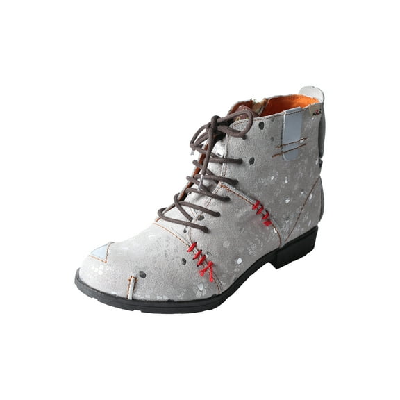 TMA EYES Hand-Stitched Floral-Print Leather Women's Boots