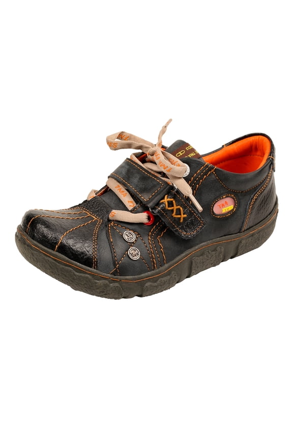 Hand Stitching Leather and Washed PU Leather Flat Women's Shoes