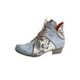 thumbnail image 1 of TMA EYES Lace Up Newspaper Print Leather Women's Ankle Boots, 1 of 8