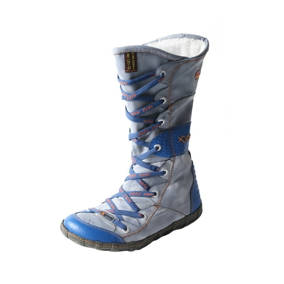 TMA EYES Long Washed Contrast-Stitch Lace Eyes Side Zipper Women's Boots