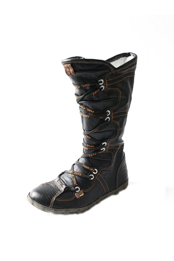 Snake-Embossed Leather and PU Upper Women's Tall Boot